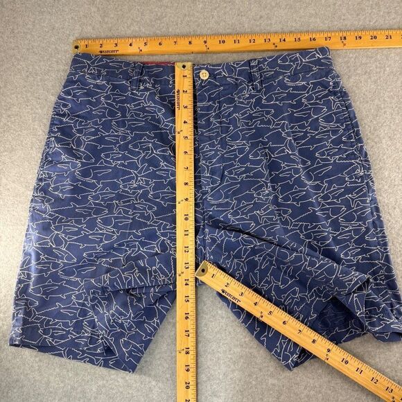 Vineyard Vines Men's Navy Blue Fish Print Cotton Shorts Size 34 x 7 Casual Chino - Picture 8 of 10